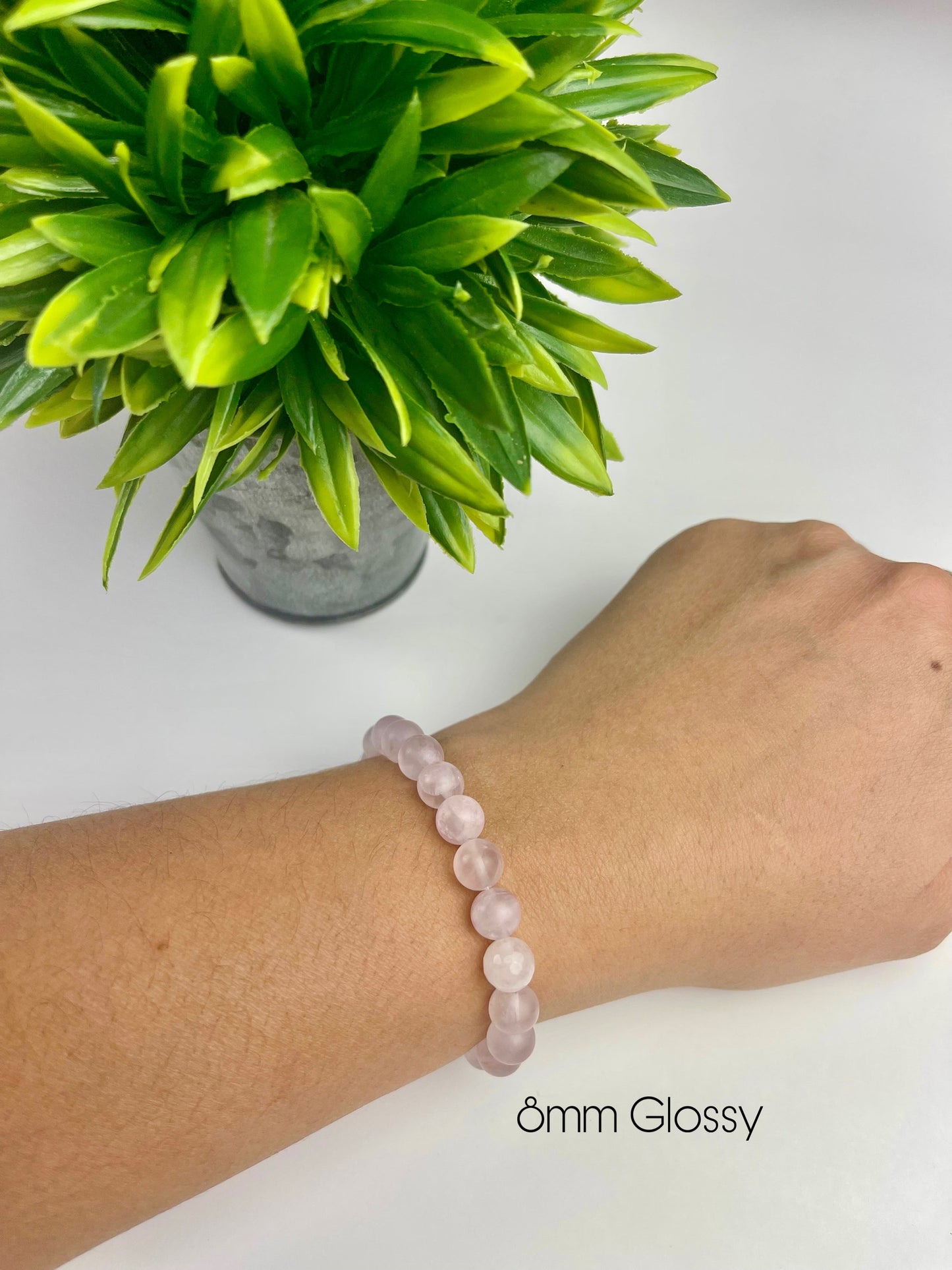 Rose Quartz Crystal Bracelets - 8mm Glossy