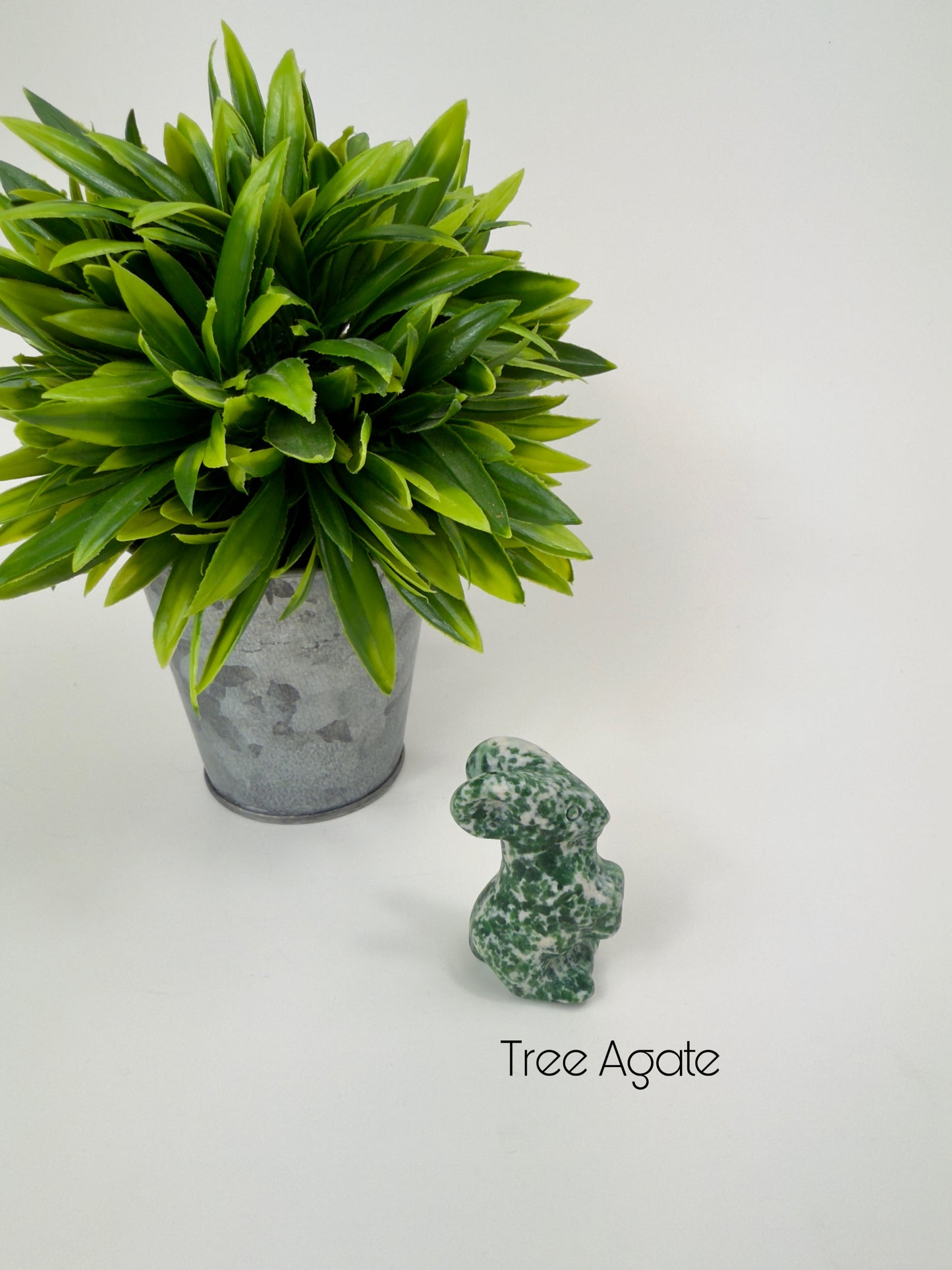 Tree Agate Crystal Bunny Carving