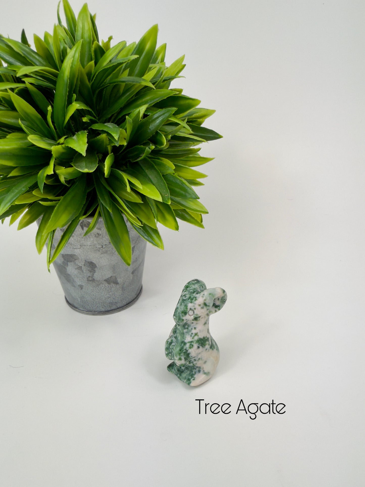 Tree Agate Crystal Bunny Carving
