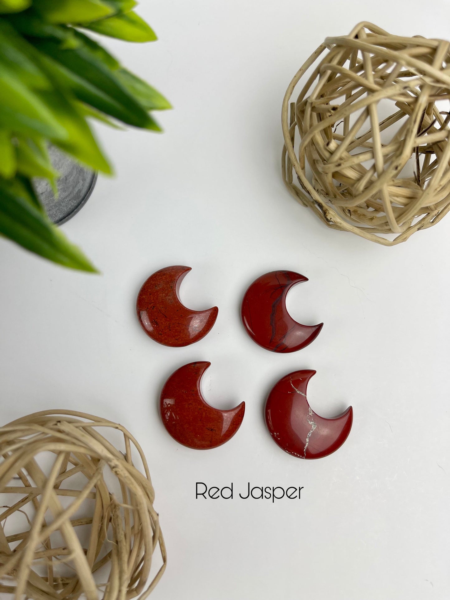 Red Jasper Crystal Moon Carvings