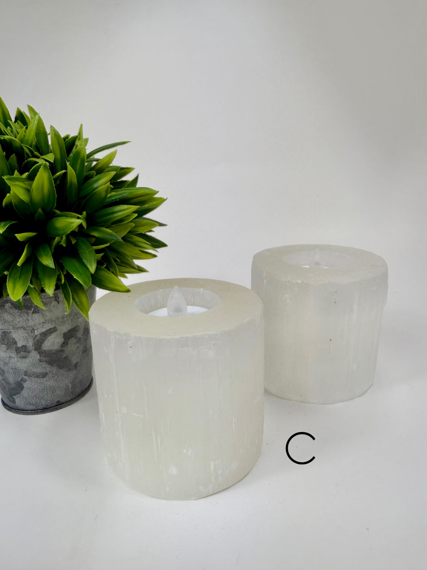 Selenite Candle Holder - C