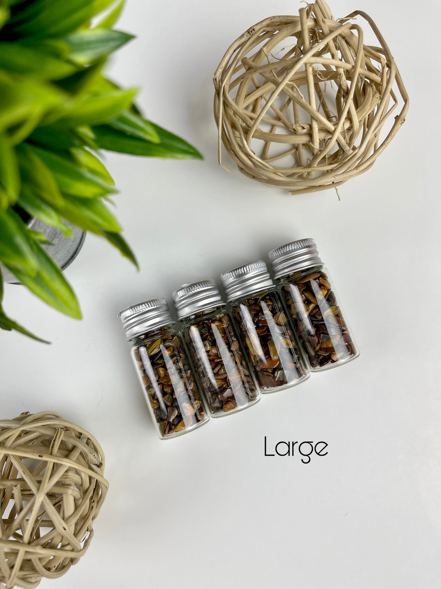 Large Golden Tiger's Eye Polished Crystal Chip Bottles