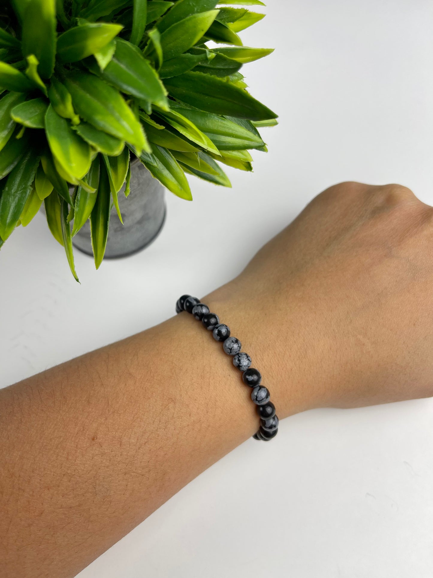 Snowflake Obsidian Bracelet - 6mm