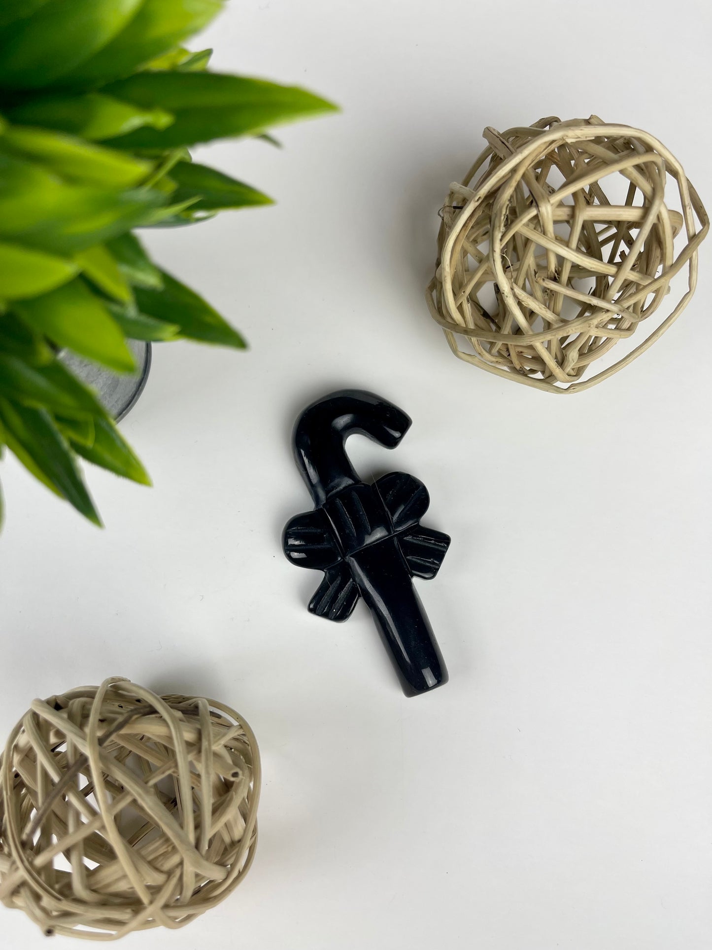 Black Obsidian Christmas Candy Cane