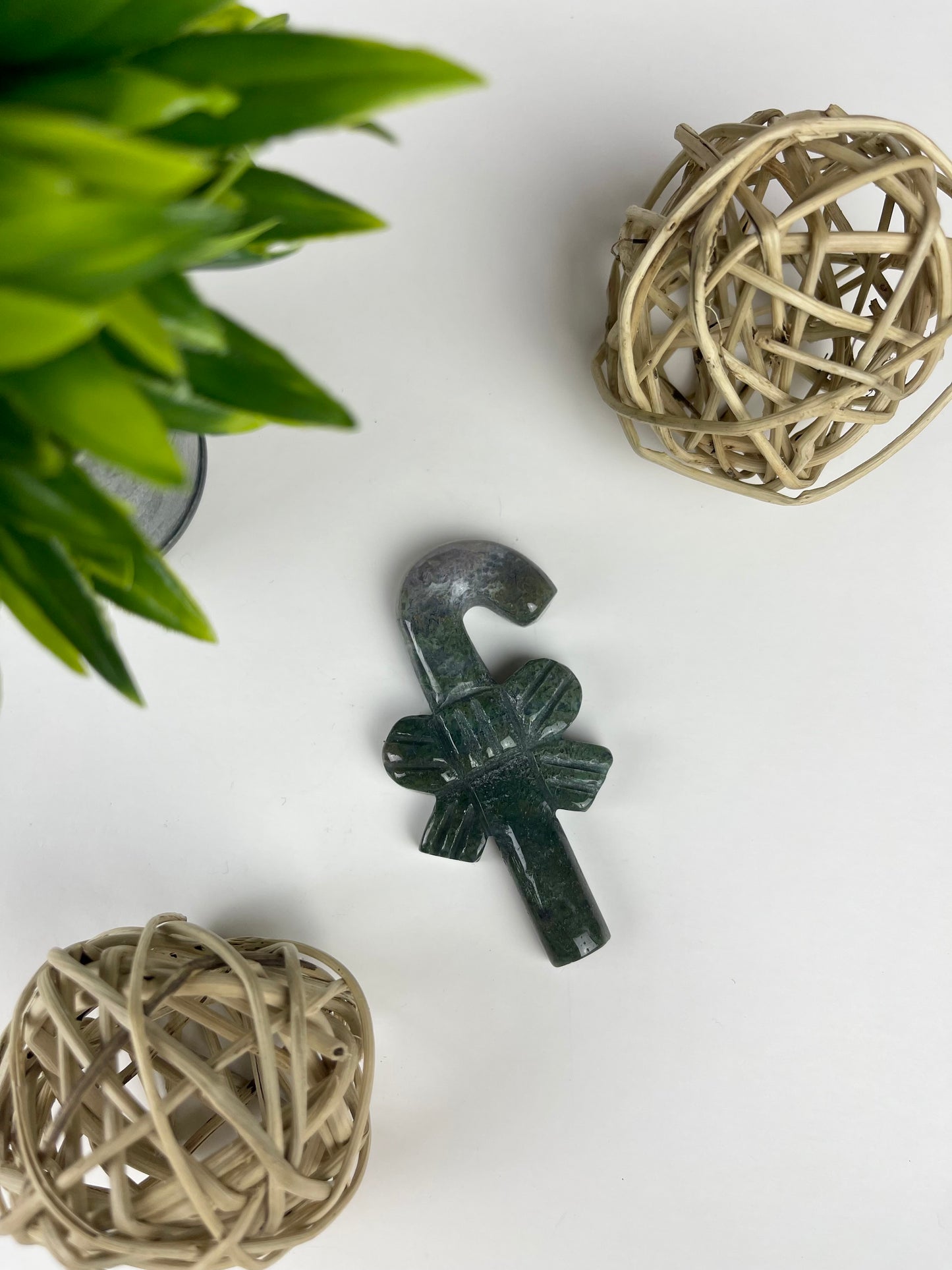 Moss Agate Christmas Candycane