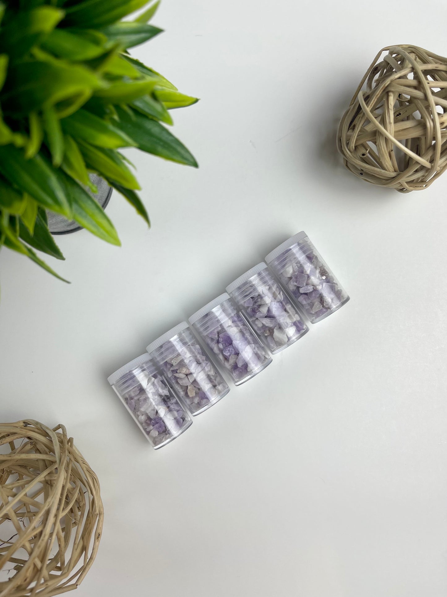 Chevron Amethyst Raw Crystal Chip Bottles