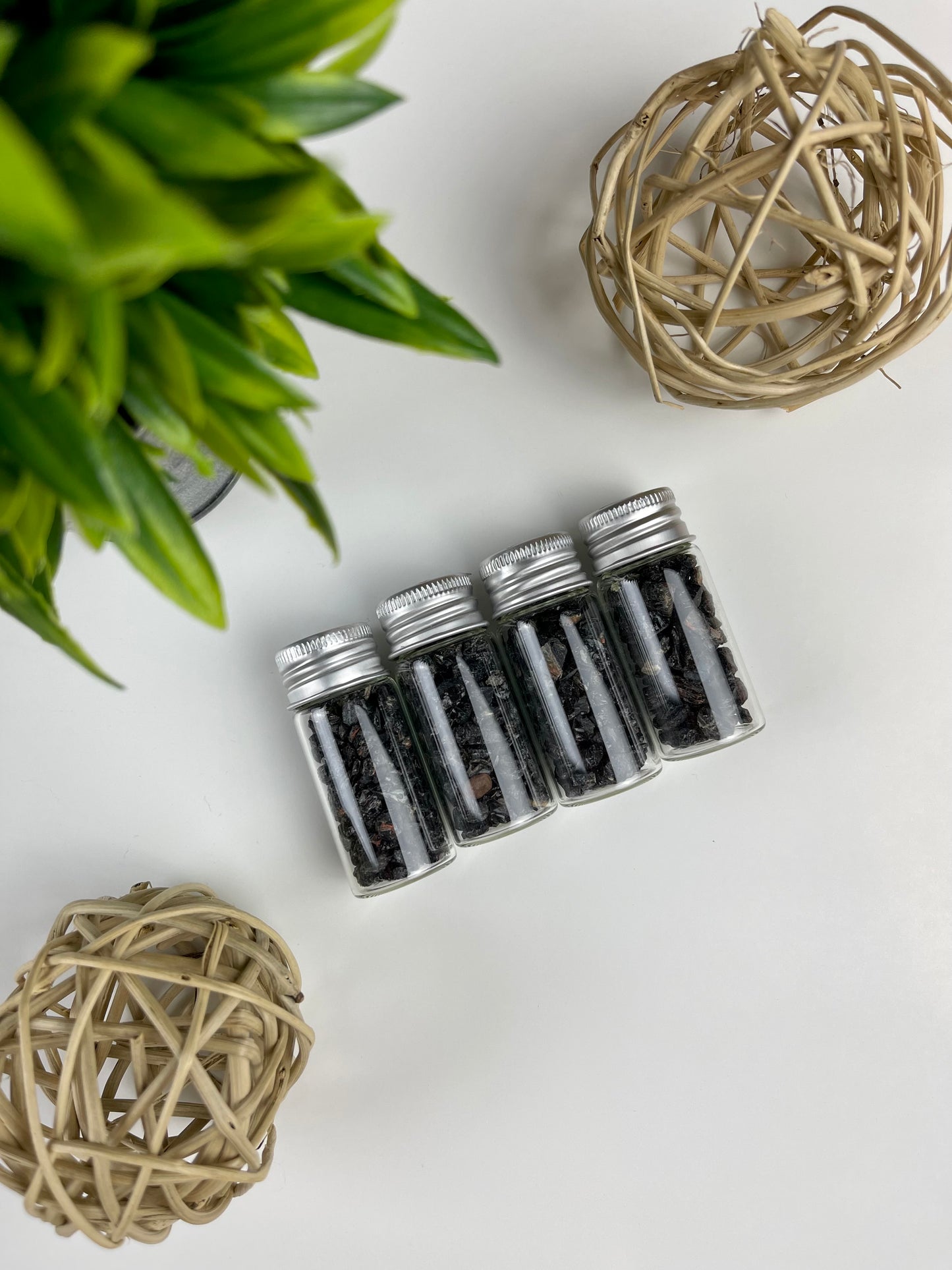 Large Black Tourmaline Crystal Chip Bottles