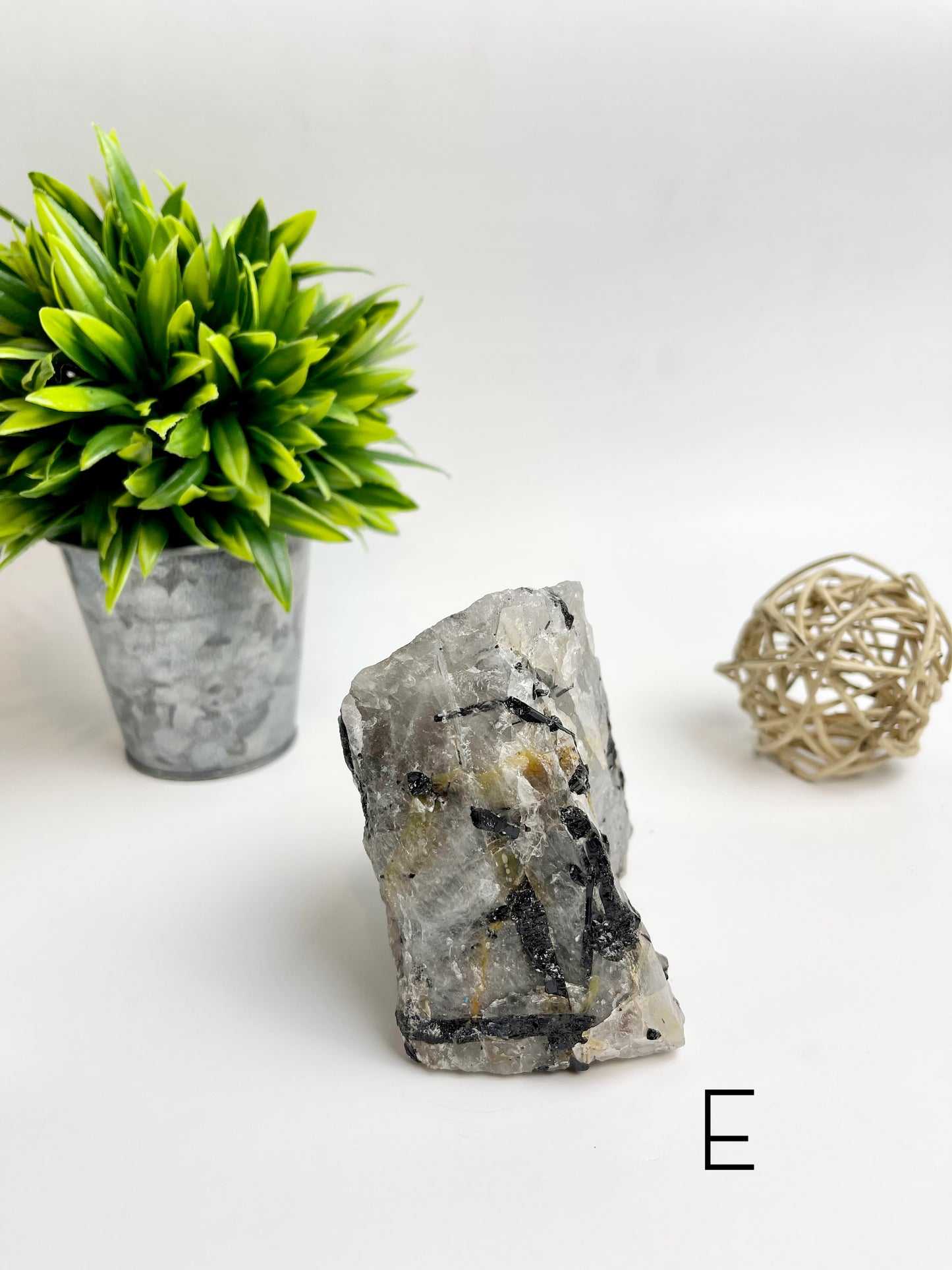 Black Tourmaline in Quartz Raw Specimen E