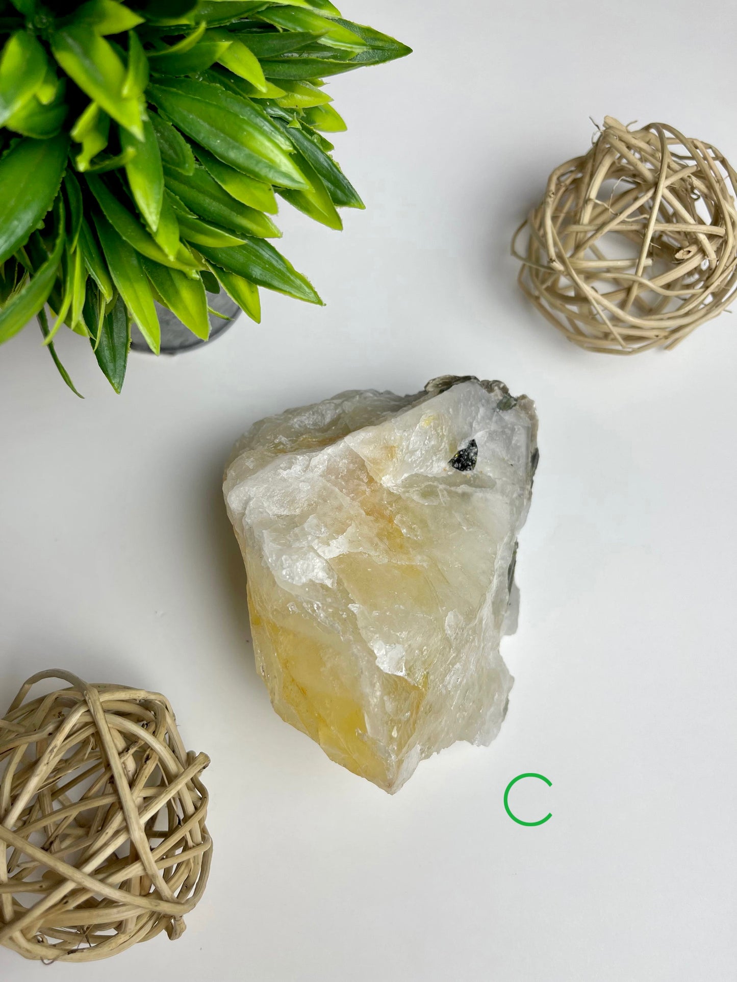 Green Tourmaline in Quartz Raw Specimen C