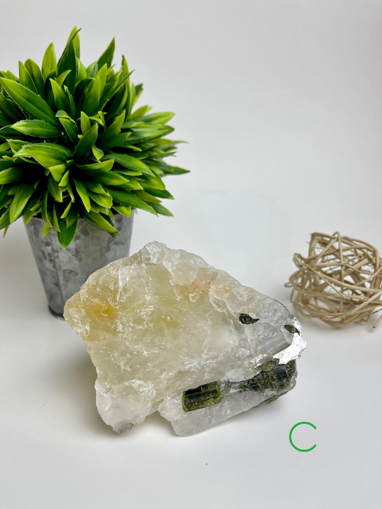 Green Tourmaline in Quartz Raw Specimen C