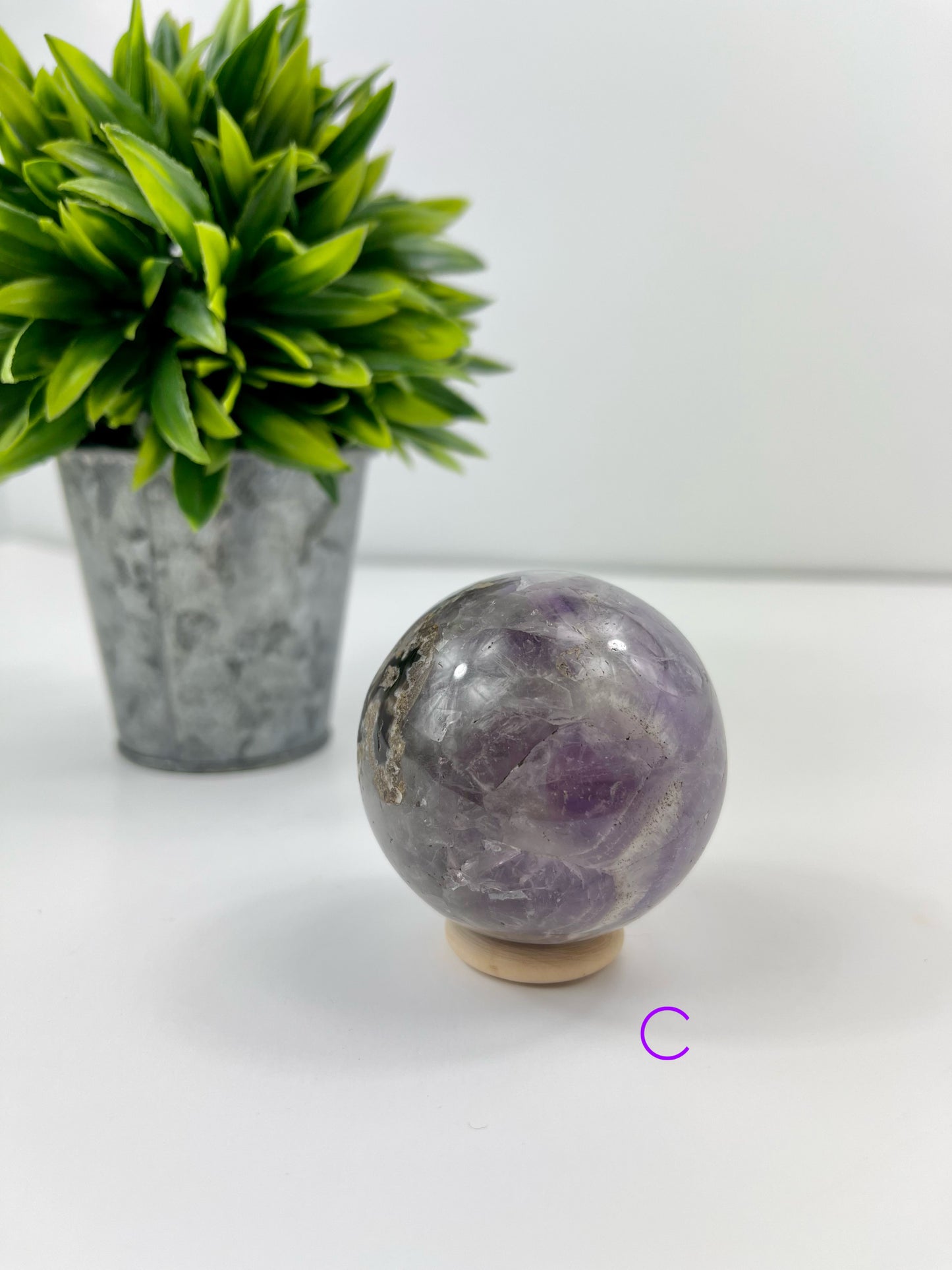Chevron Amethyst Sphere - C