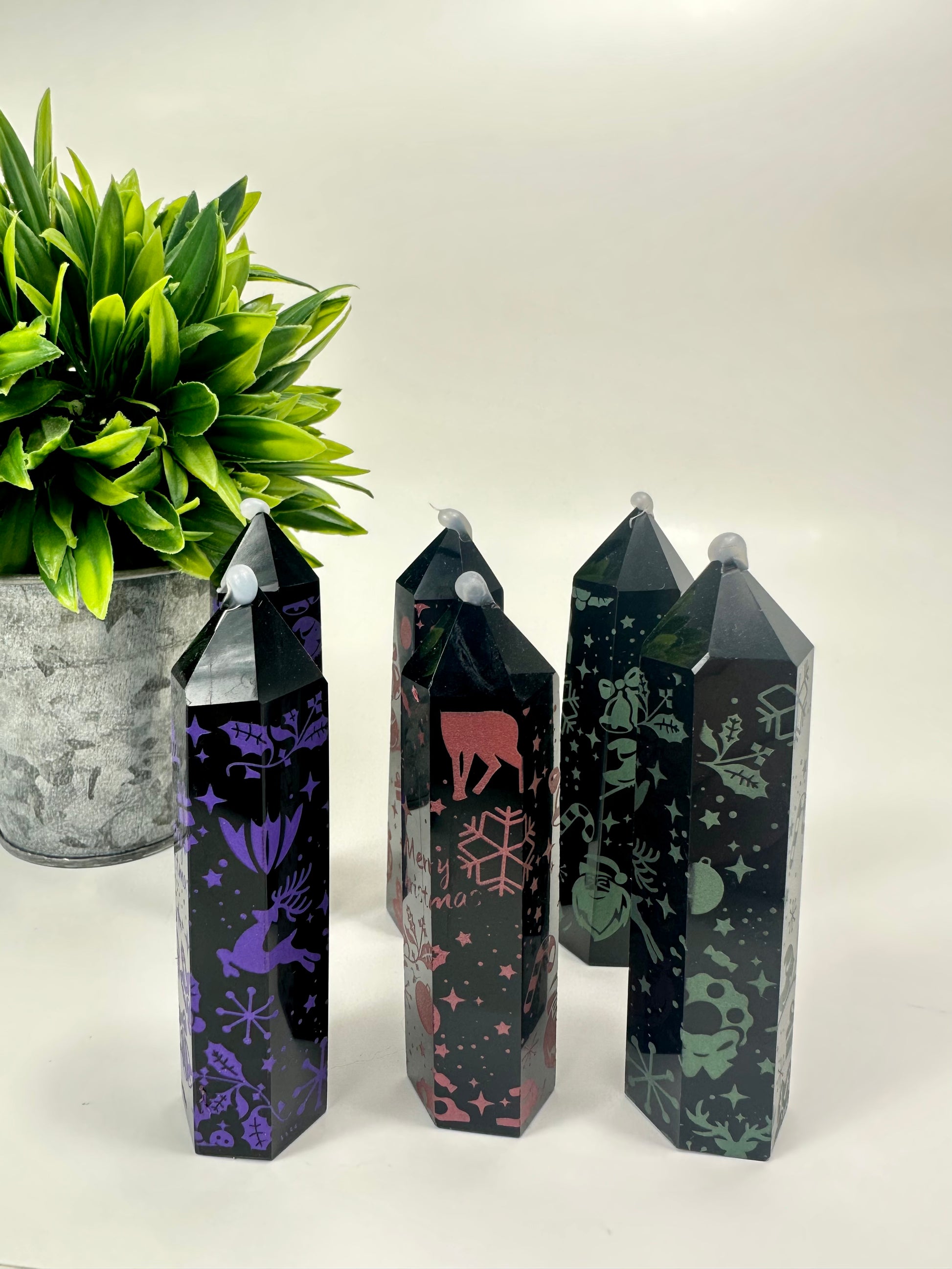 Black Obsidian Christmas Towers