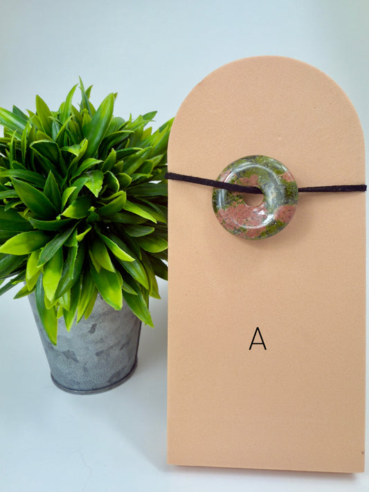 Unakite Round Pendant - A