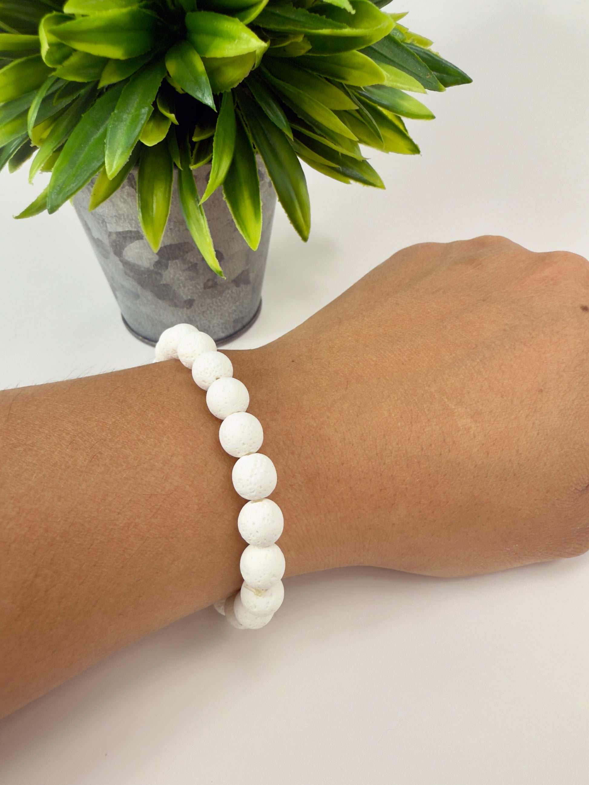 White Lava Stone Crystal Bracelets - 8mm