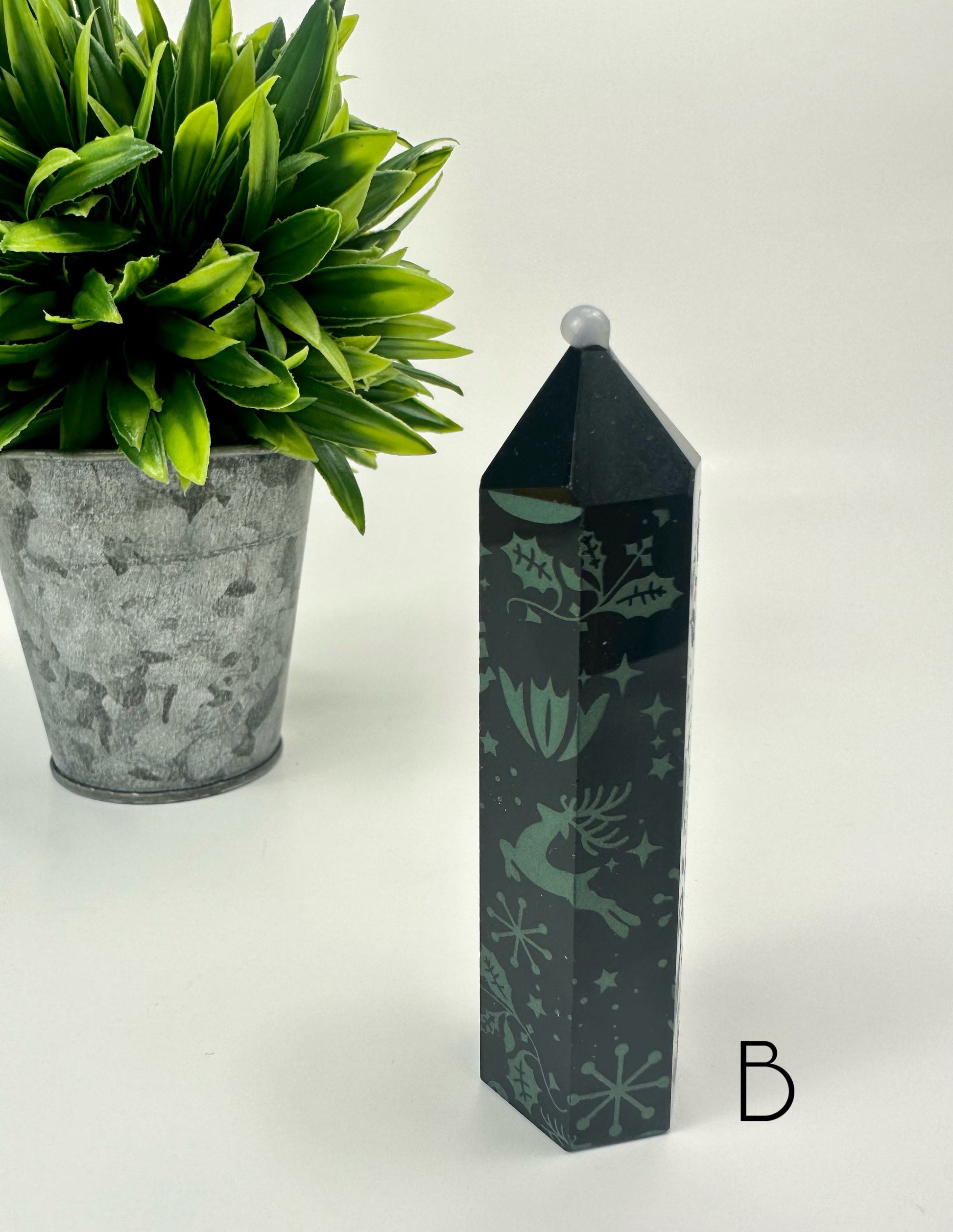 Black Obsidian Christmas Tower - B