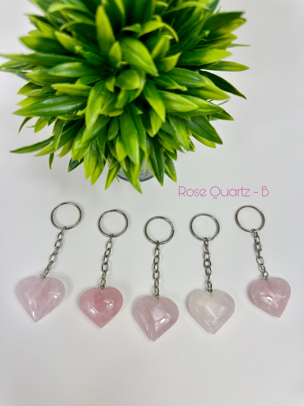 Rose Quartz - B Crystal Keychains