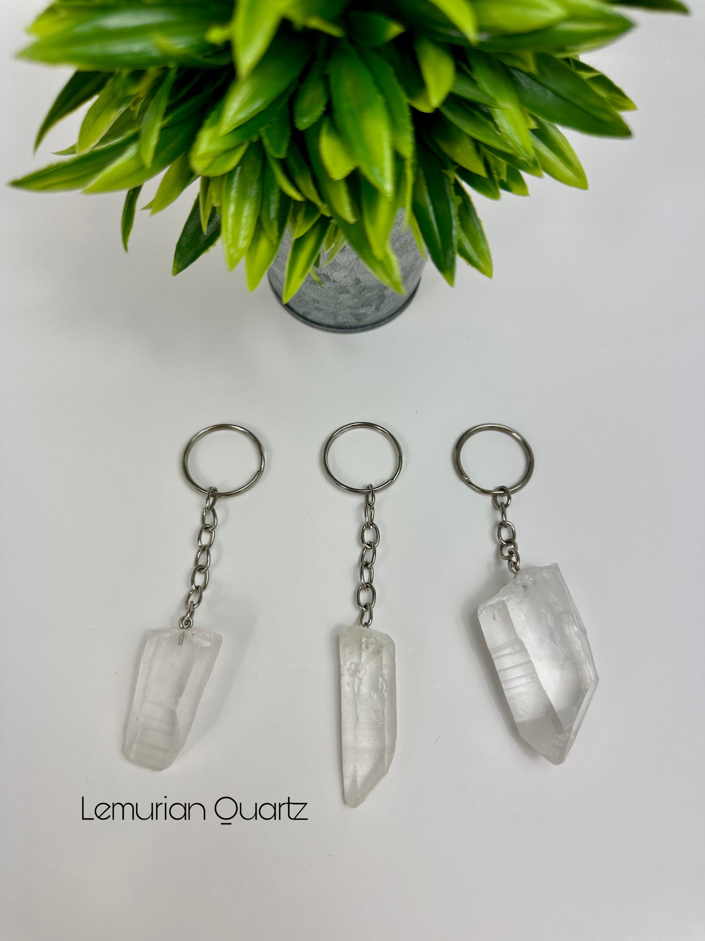 Lemurian Quartz Crystal Keychains