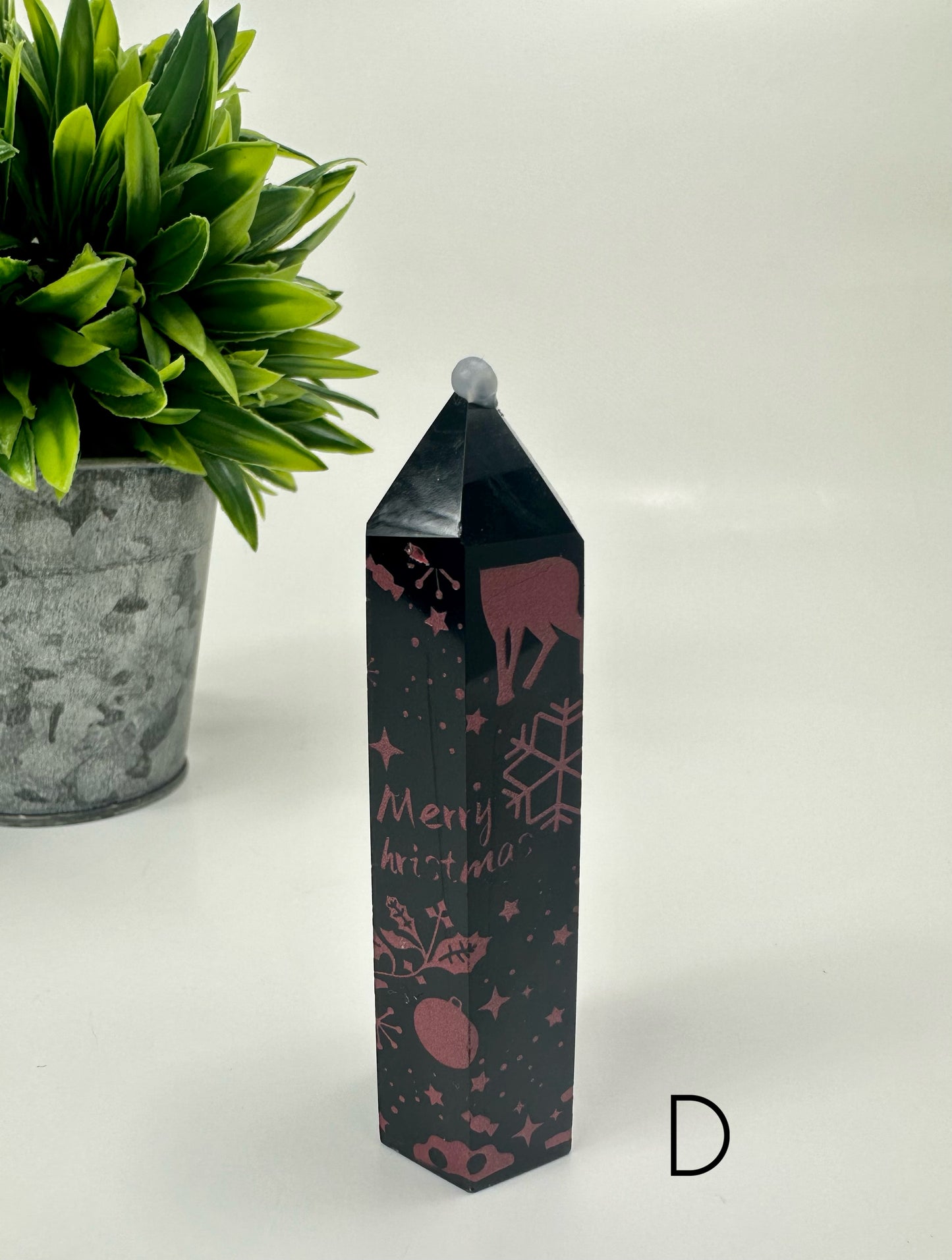 Black Obsidian Christmas Tower - D