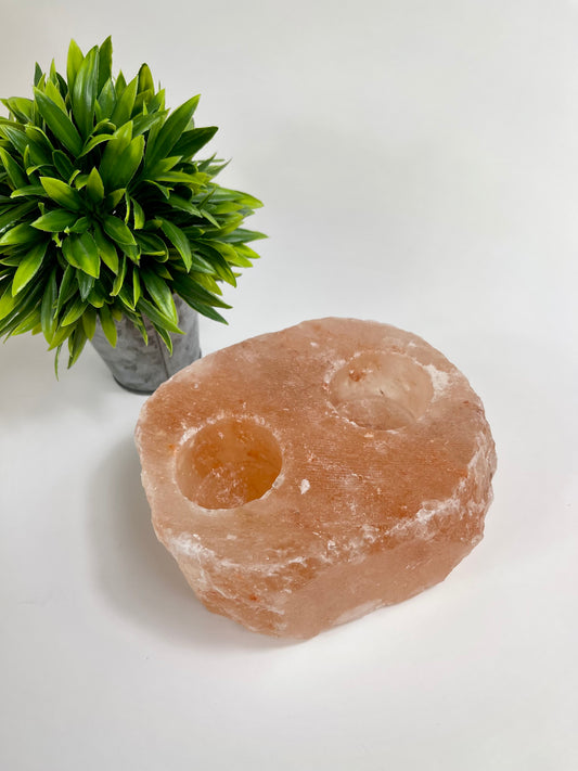 Himalayan Salt Double Candle Holders - Canadian Crystal Queens