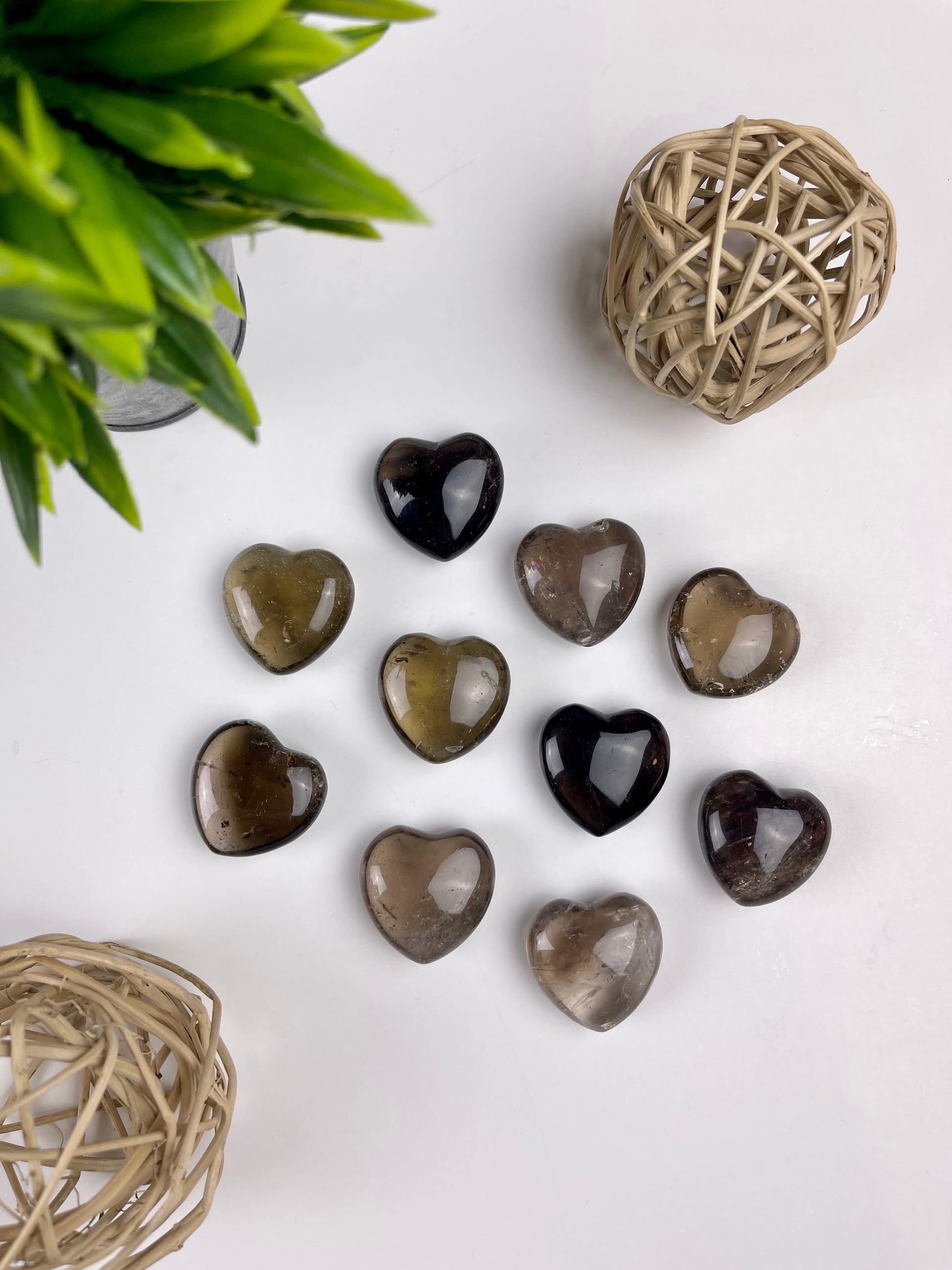 Smokey Quartz Hearts - Canadian Crystal Queens