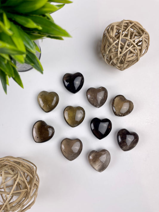 Smokey Quartz Hearts - Canadian Crystal Queens