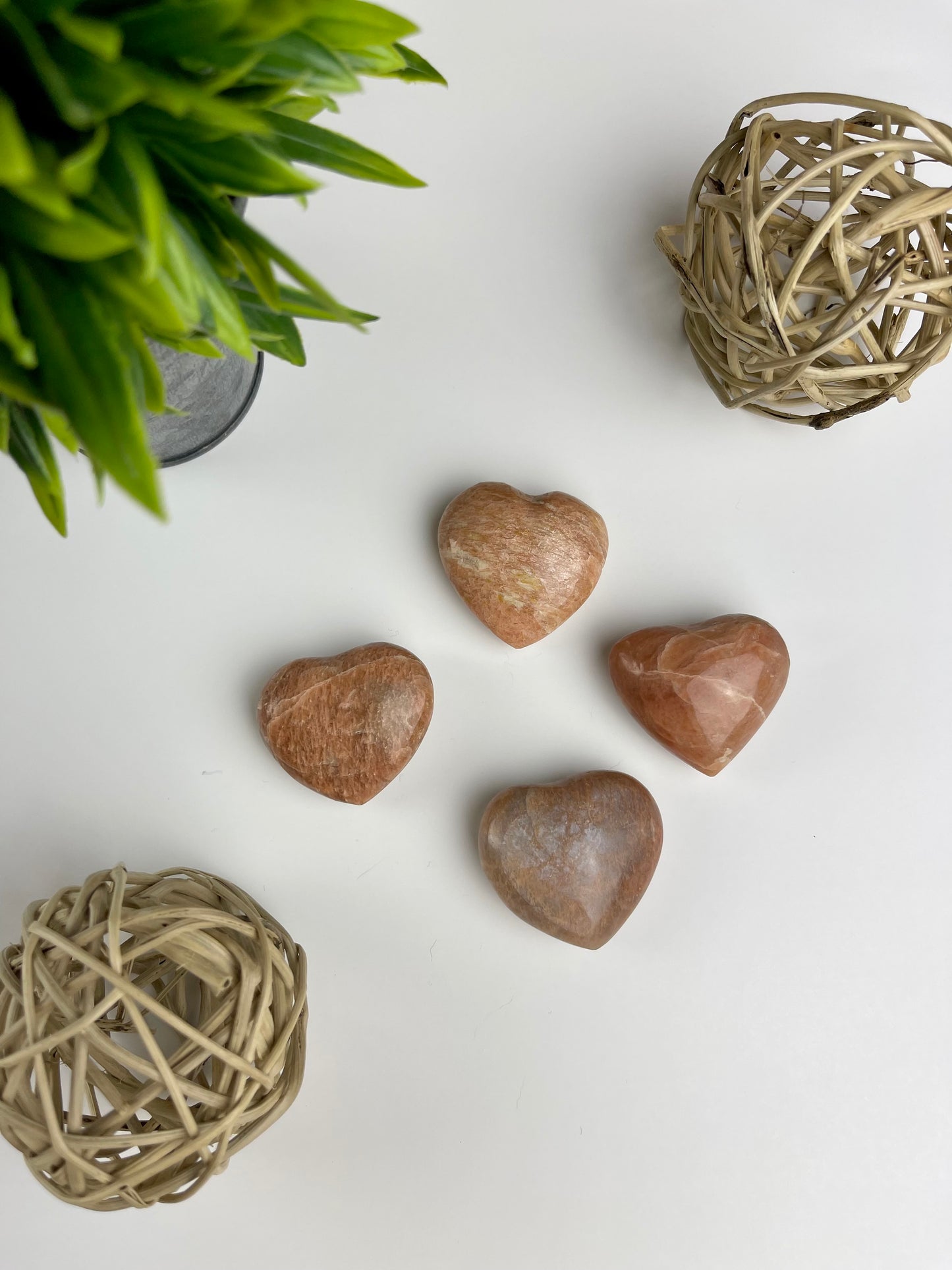 Peach Moonstone Hearts - Canadian Crystal Queens