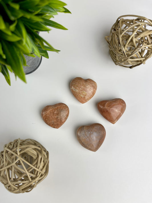 Peach Moonstone Hearts - Canadian Crystal Queens