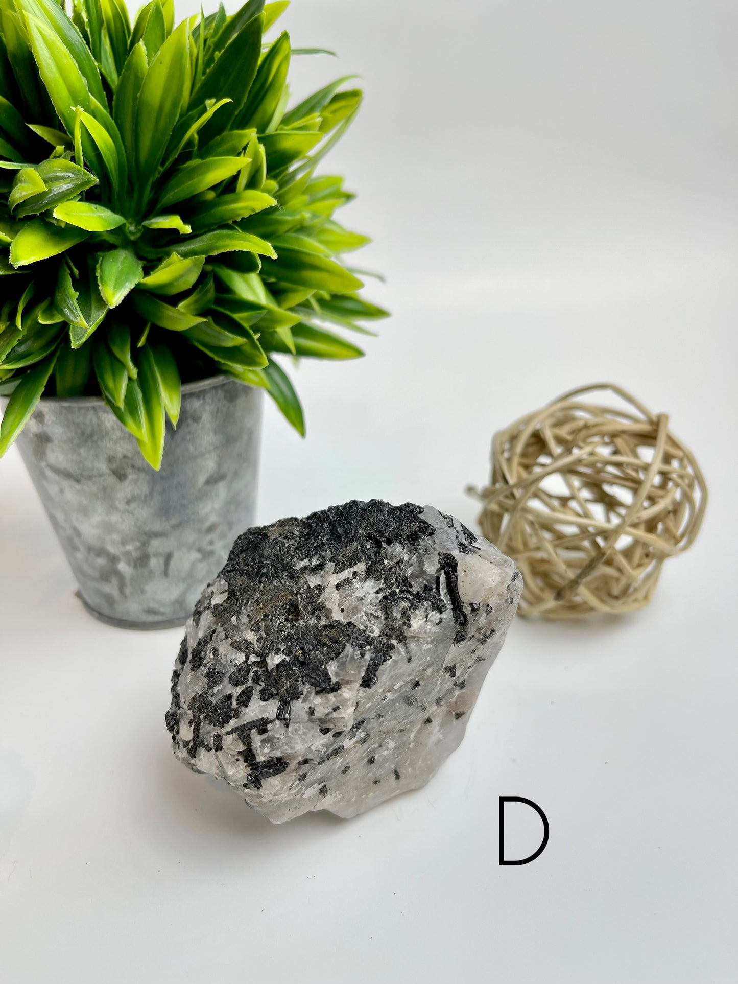 Black Tourmaline in Quartz Raw Specimen D