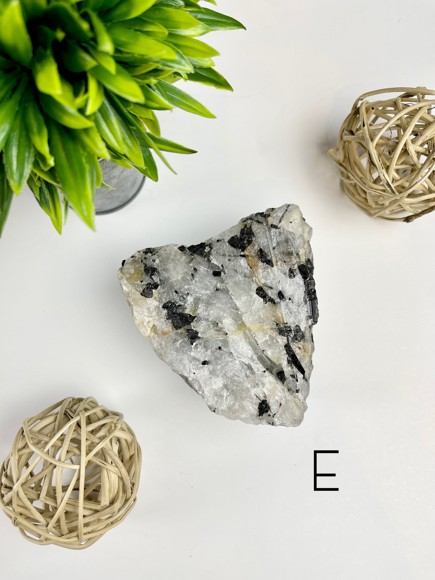Black Tourmaline in Quartz Raw Specimen E