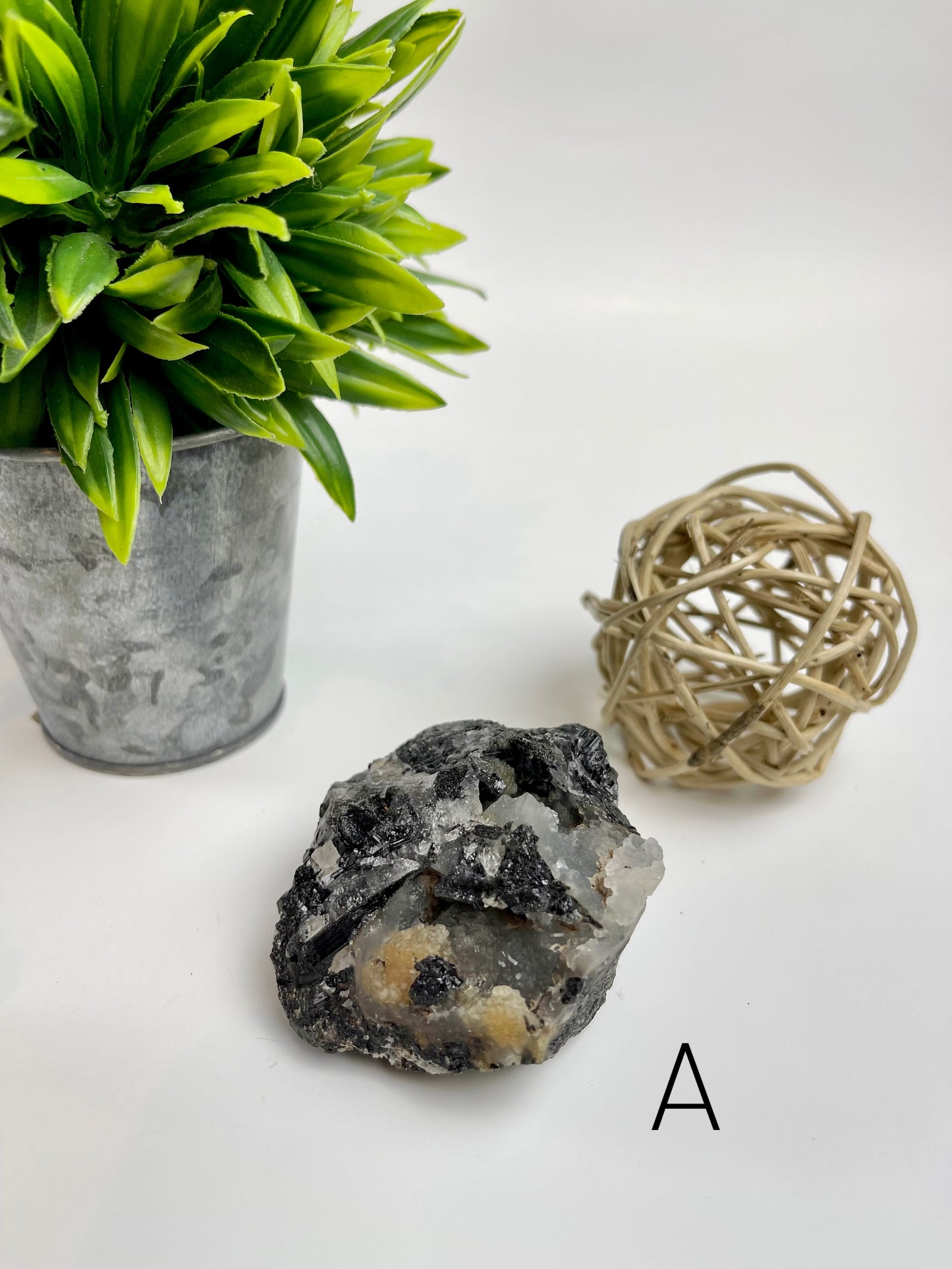 Black Tourmaline in Quartz Raw Specimen A