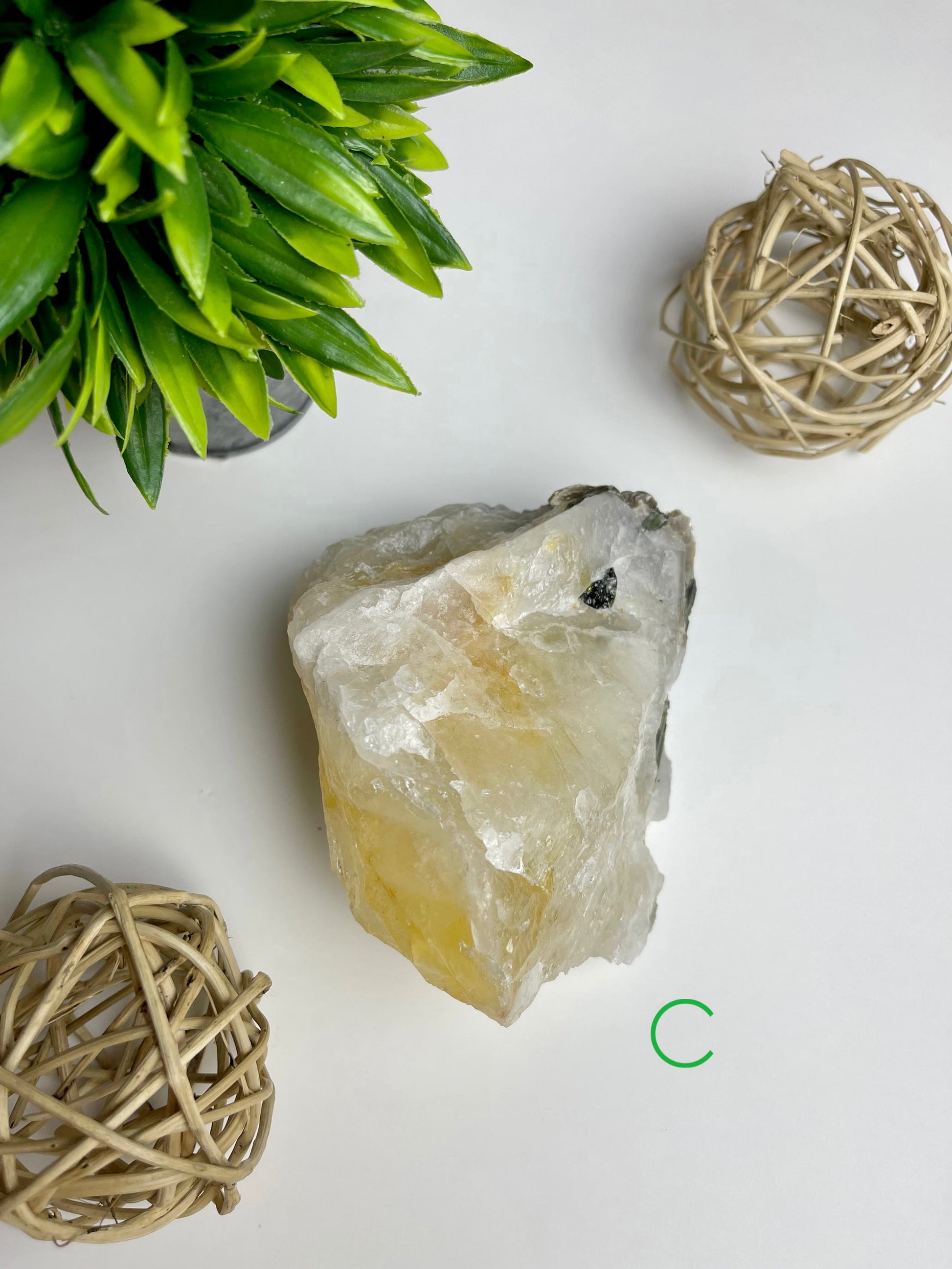 Green Tourmaline in Quartz Raw Specimen C