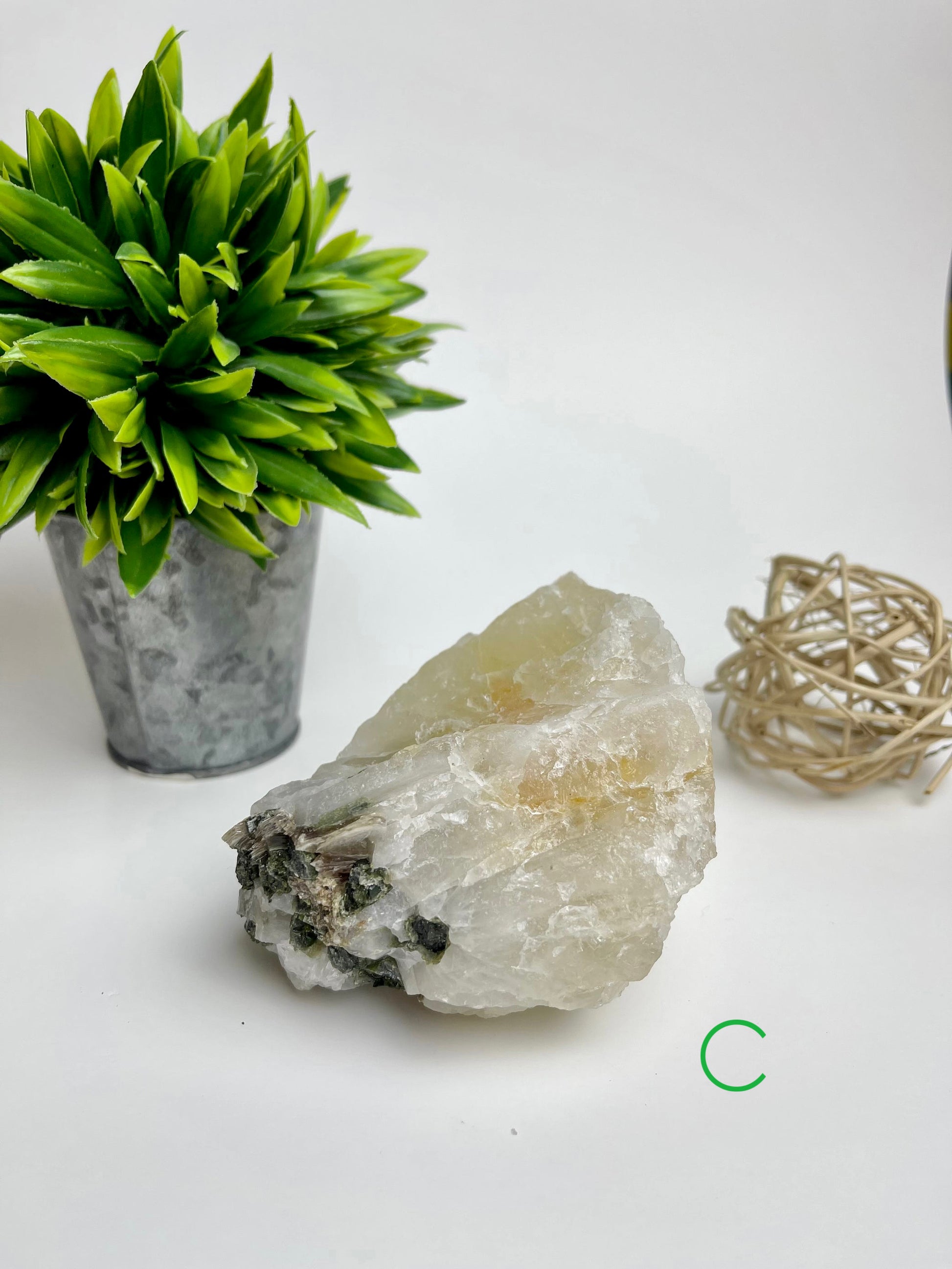 Green Tourmaline in Quartz Raw Specimen C