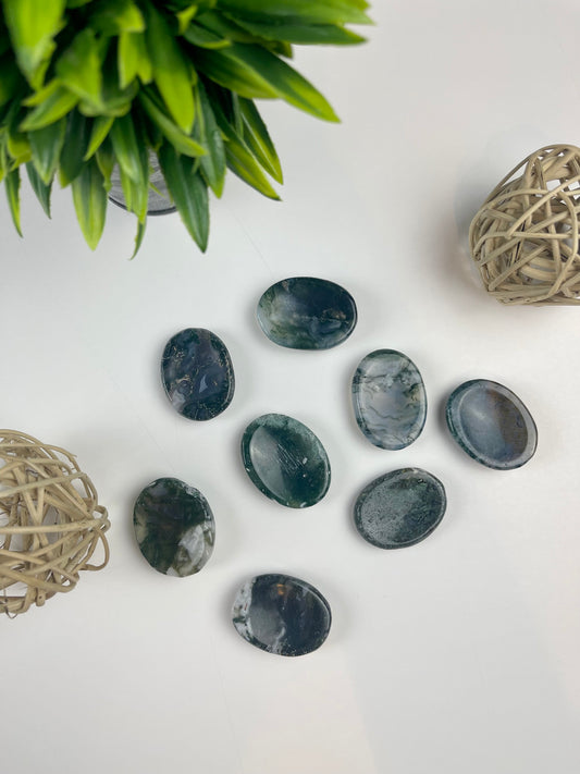 Moss Agate Worry Stones