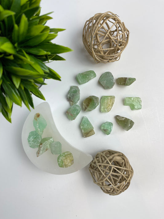 Green Calcite Raw Pieces