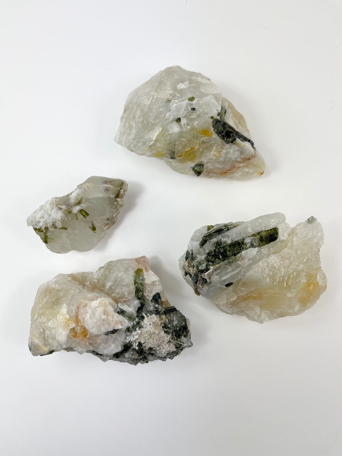 Green Tourmaline in Quartz Raw Specimens