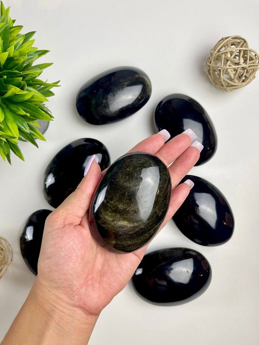 Gold Sheen Obsidian Palm Stones
