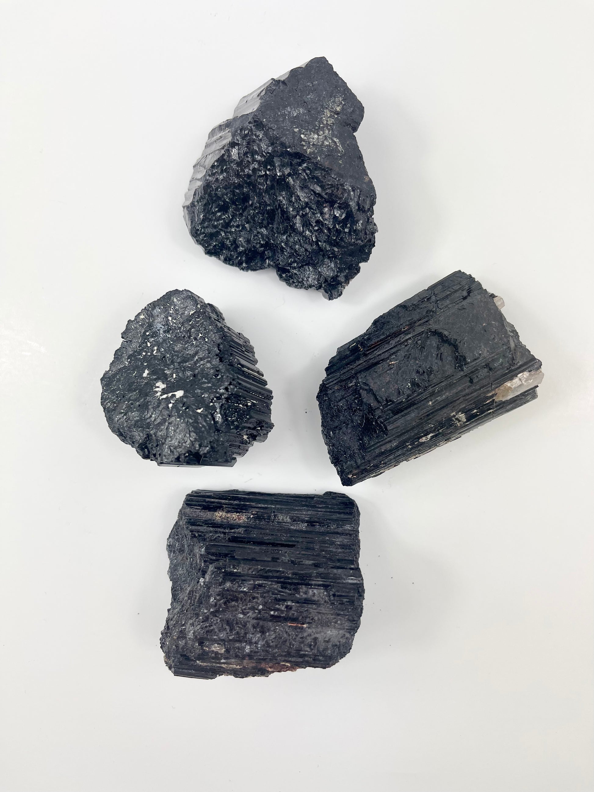 Black Tourmaline Raw Specimens Group Picture