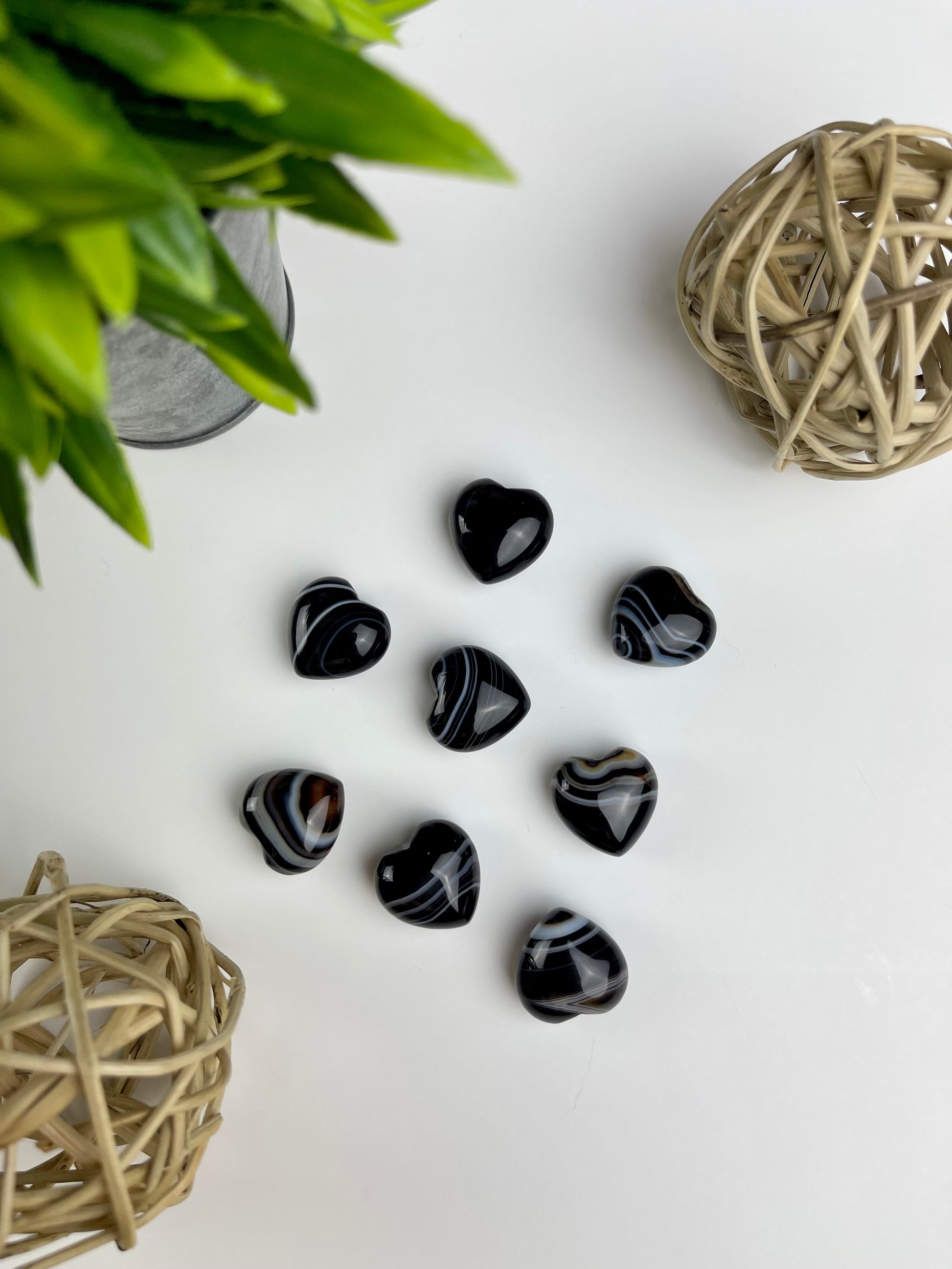 Black Agate Hearts