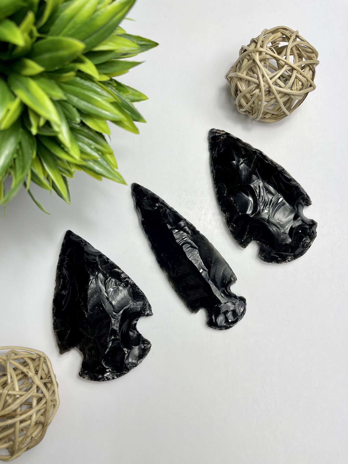 Large Black Obsidian Arrowheads