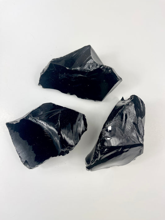 Black Obsidian Raw Specimens Group Picture