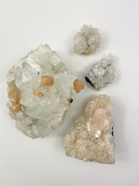 Apophyllite & Stilbite Clusters Group Picture