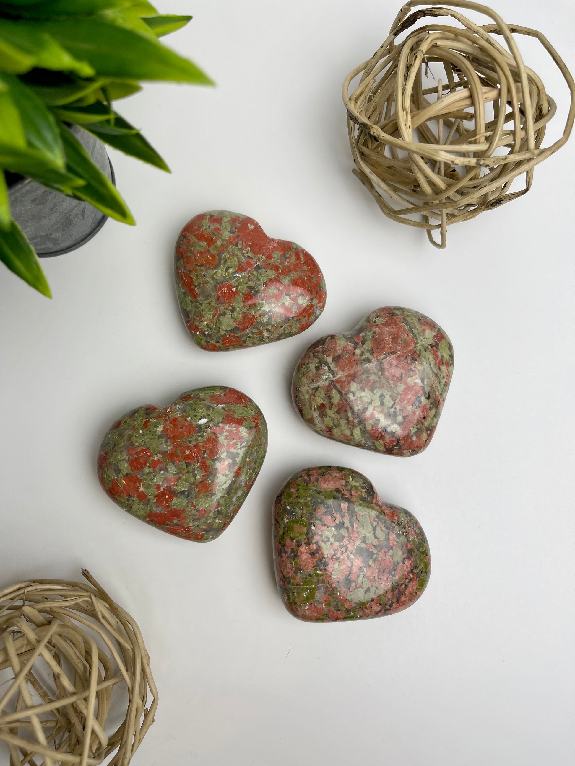 Large Unakite Hearts