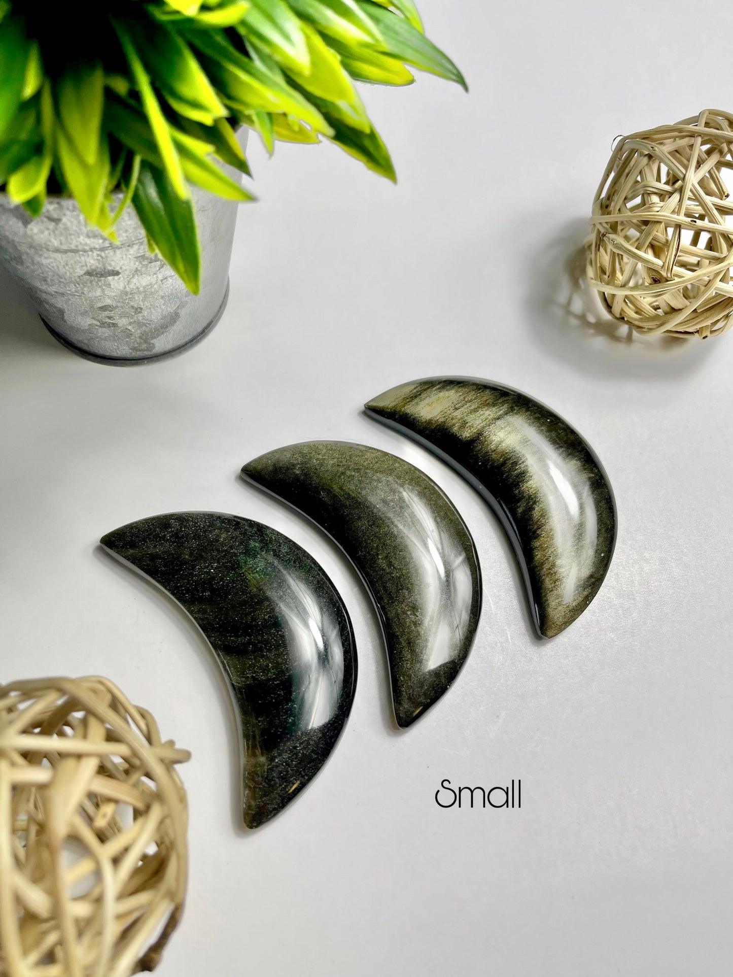 Small Gold Sheen Obsidian Moons